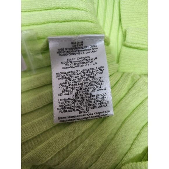 BCBGeneration Button Sweater Top‎ Women's MEDIUM Green Ruffled Short-Sleeve NEW - Picture 7 of 9